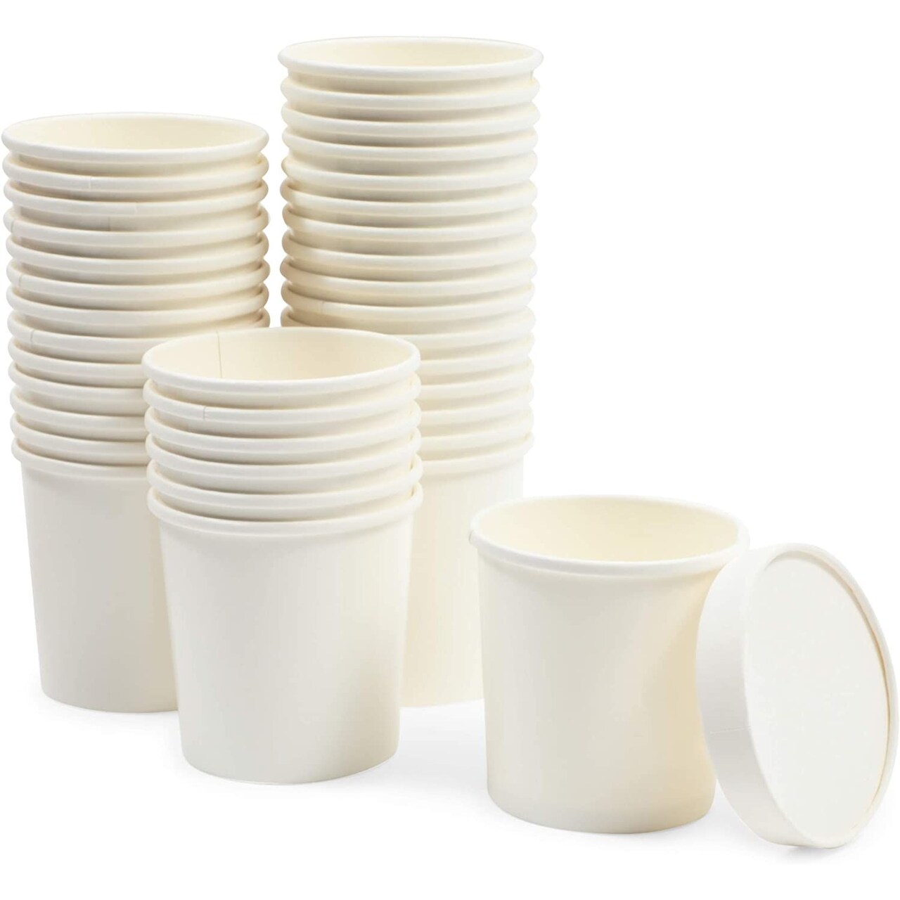 36 Pack 16 oz Disposable Soup Containers with Lids, Take Out Cups for Hot or Cold Food to Go, Ice Cream Storage, White